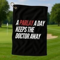 A Parlay A Day Funny Gambling Sports Betting TShirt Golf Towel thumb 1