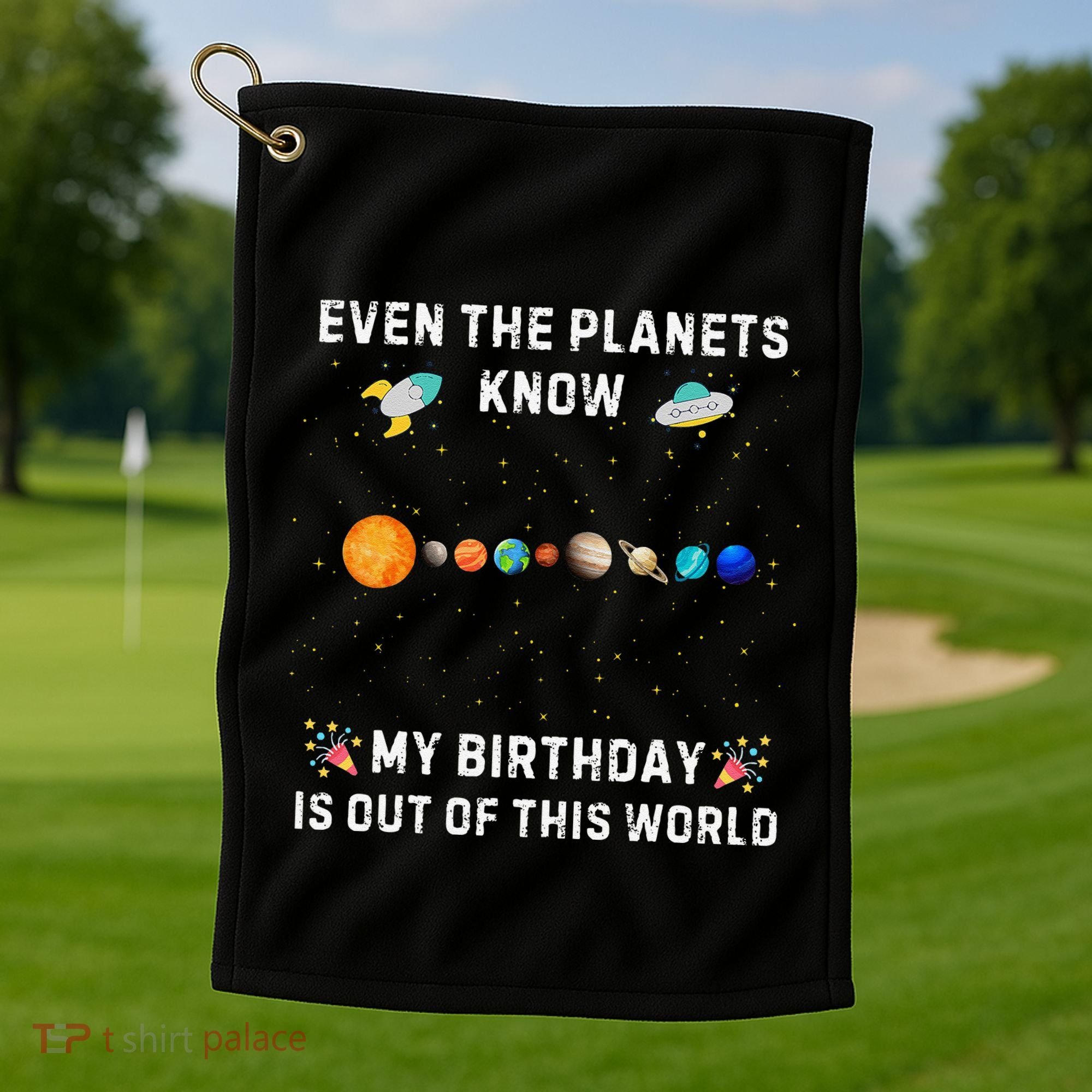 Astrological Planetary Alignment Birthday Funny Gift Golf Towel