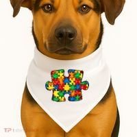 Autism Puzzle Autism Awareness Month USA-Made Doggie Bandana thumb 1