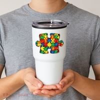 Autism Puzzle Autism Awareness Month Tumbler thumb 2