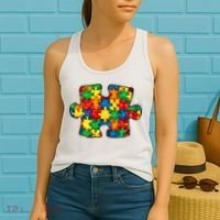 Autism Puzzle Autism Awareness Month Women's Tank Top thumb 2