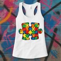 Autism Puzzle Autism Awareness Month Women's Tank Top thumb 3