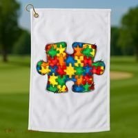 Autism Puzzle Autism Awareness Month Golf Towel thumb 1