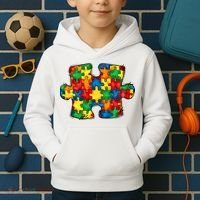 Autism Puzzle Autism Awareness Month Kids Hoodie thumb 2