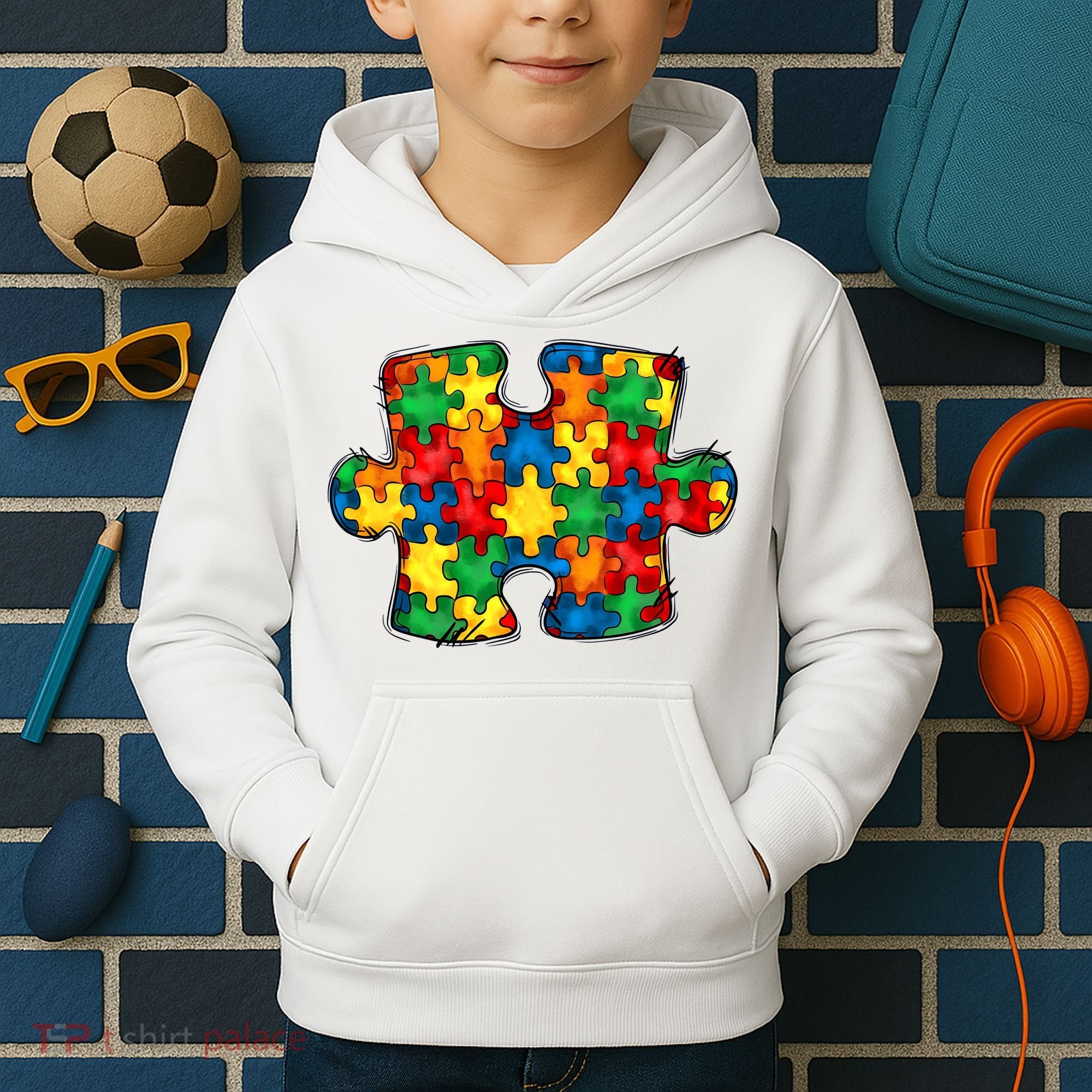 Autism Puzzle Autism Awareness Month Kids Hoodie
