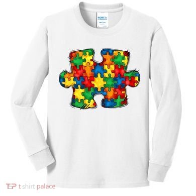 Autism Puzzle Autism Awareness Month Kids Long Sleeve Shirt