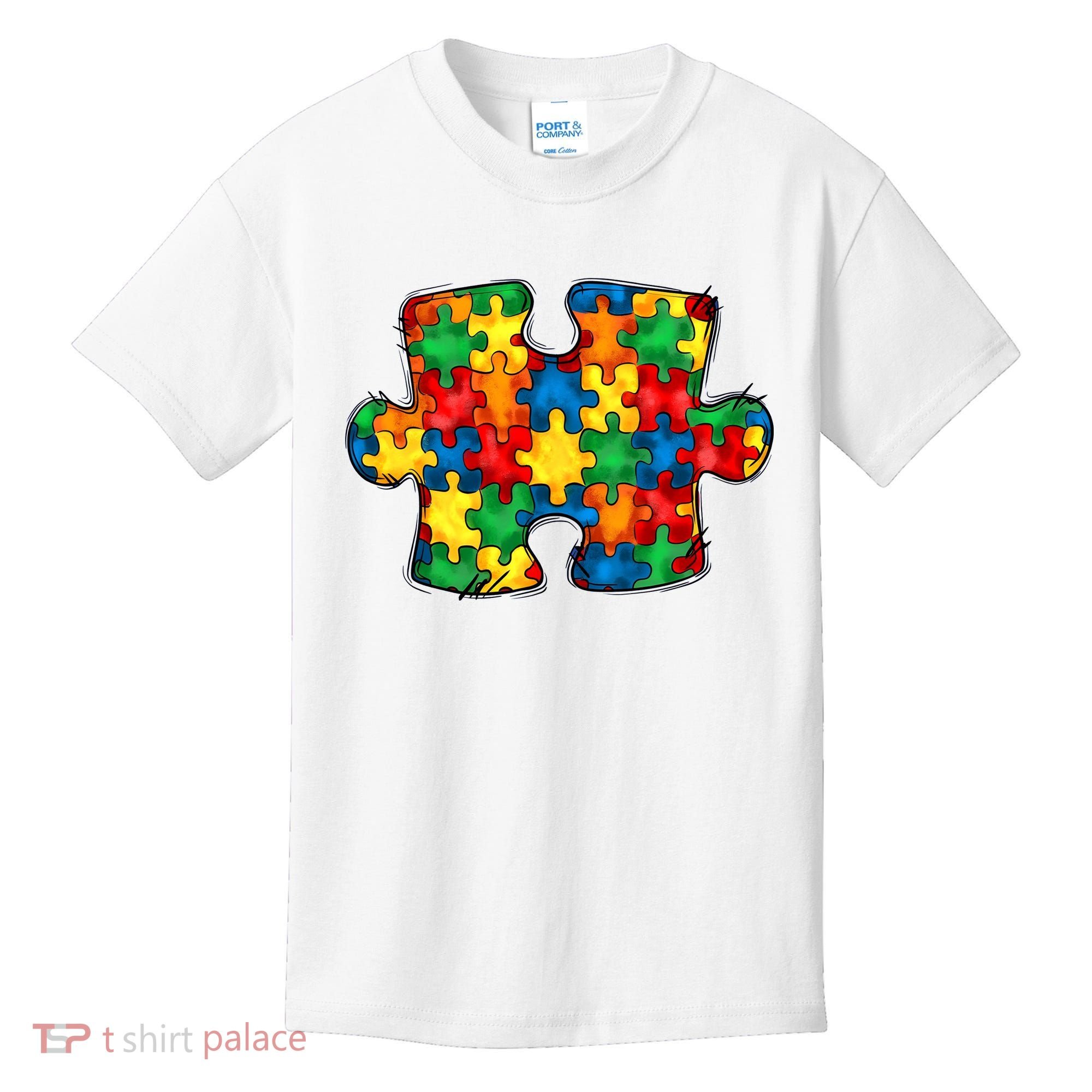 Autism Puzzle Autism Awareness Month Kids T-Shirt