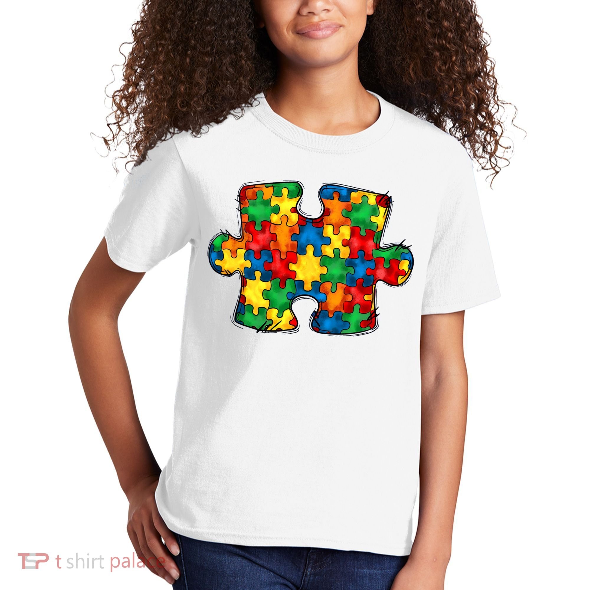 Autism Puzzle Autism Awareness Month Kids T-Shirt