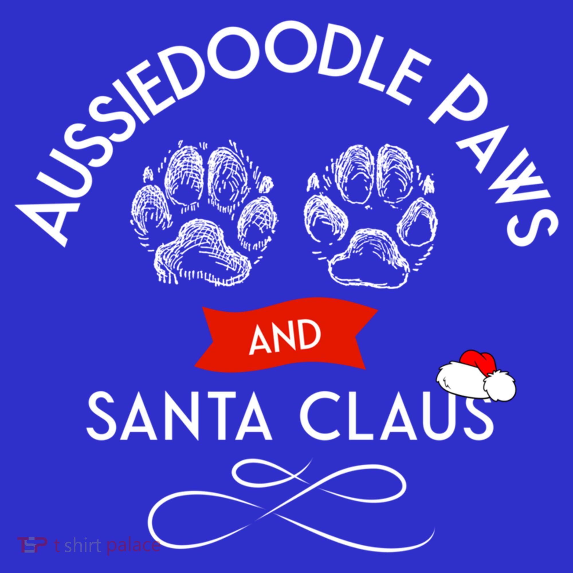 Aussiedoodle Paws And Santa Claus Christmas Doodle Dog Gift Long Sleeve Shirt