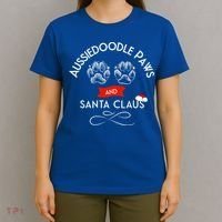 Aussiedoodle Paws And Santa Claus Christmas Doodle Dog Gift T-Shirt thumb 4