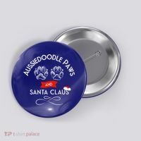 Aussiedoodle Paws And Santa Claus Christmas Doodle Dog Gift Button thumb 0