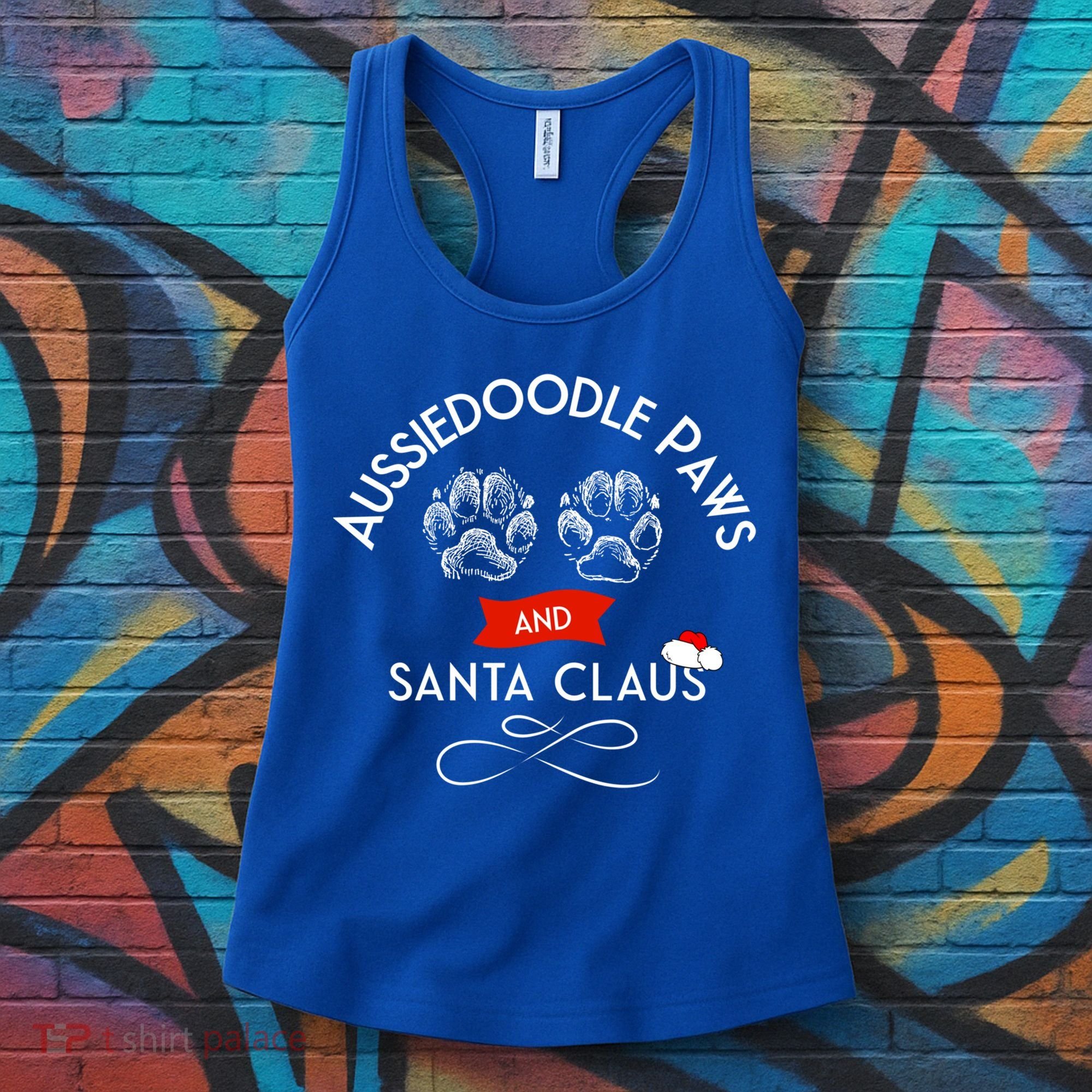 Aussiedoodle Paws And Santa Claus Christmas Doodle Dog Gift Women's Tank Top
