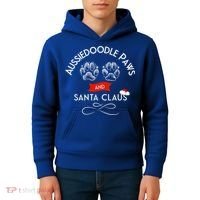 Aussiedoodle Paws And Santa Claus Christmas Doodle Dog Gift Kids Hoodie thumb 4
