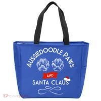 Aussiedoodle Paws And Santa Claus Christmas Doodle Dog Gift Tote Bag thumb 0
