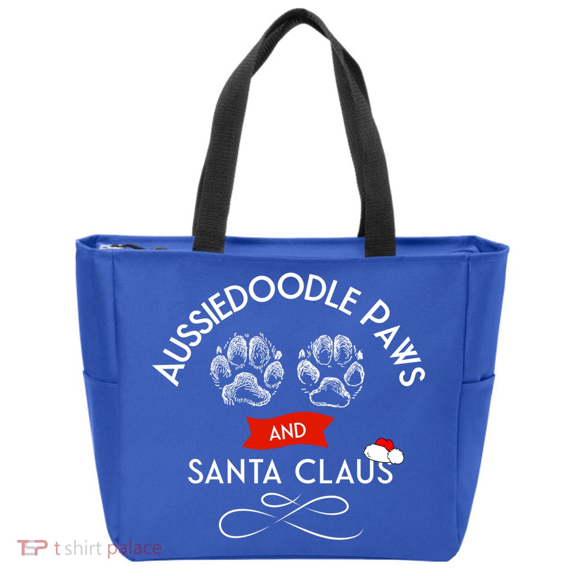 Aussiedoodle Paws And Santa Claus Christmas Doodle Dog Gift Tote Bag