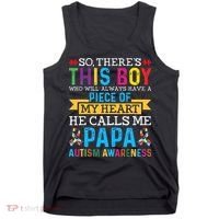 Autism Papa Autism Awareness Support Autism Motivational Tank Top thumb 0