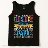 Autism Papa Autism Awareness Support Autism Motivational Tank Top thumb 2
