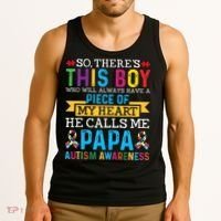 Autism Papa Autism Awareness Support Autism Motivational Tank Top thumb 3