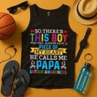Autism Papa Autism Awareness Support Autism Motivational Tank Top thumb 4