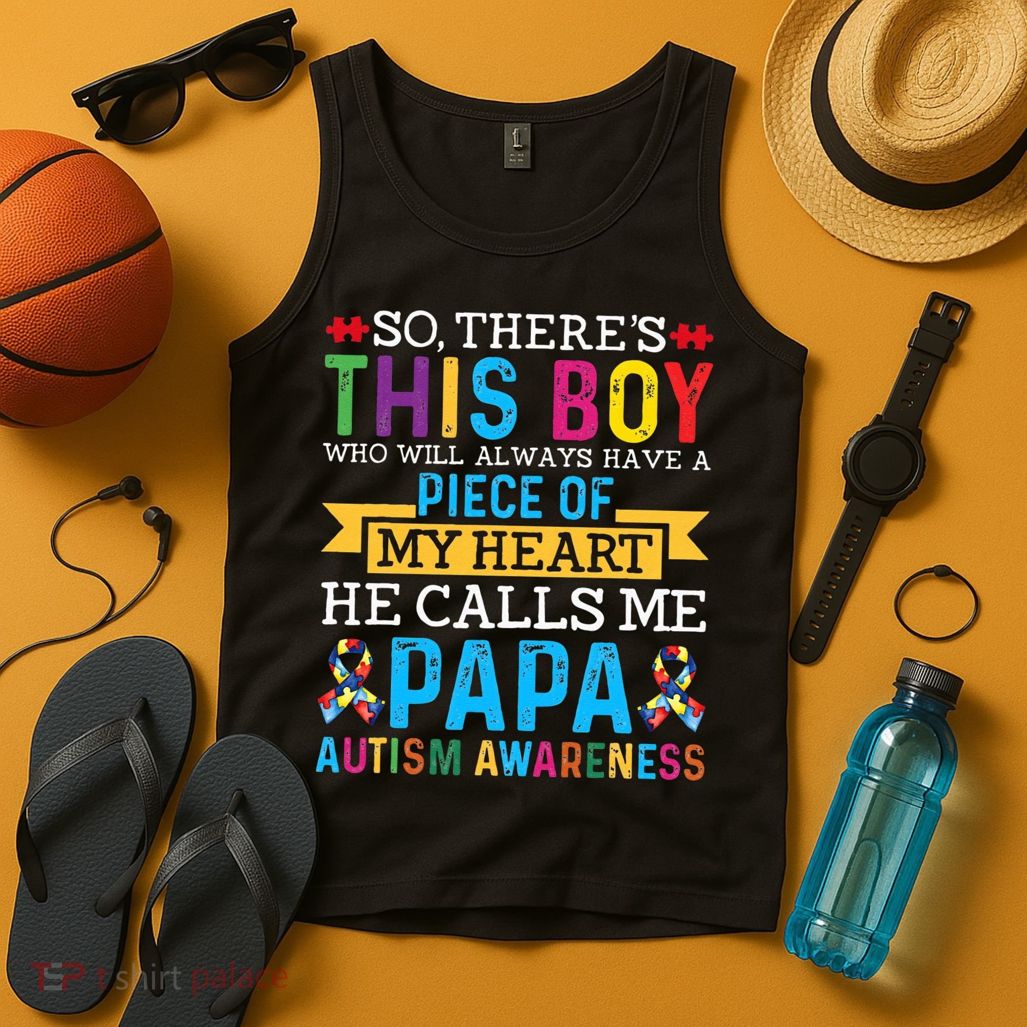 Autism Papa Autism Awareness Support Autism Motivational Tank Top
