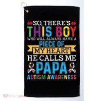 Autism Papa Autism Awareness Support Autism Motivational Golf Towel thumb 0