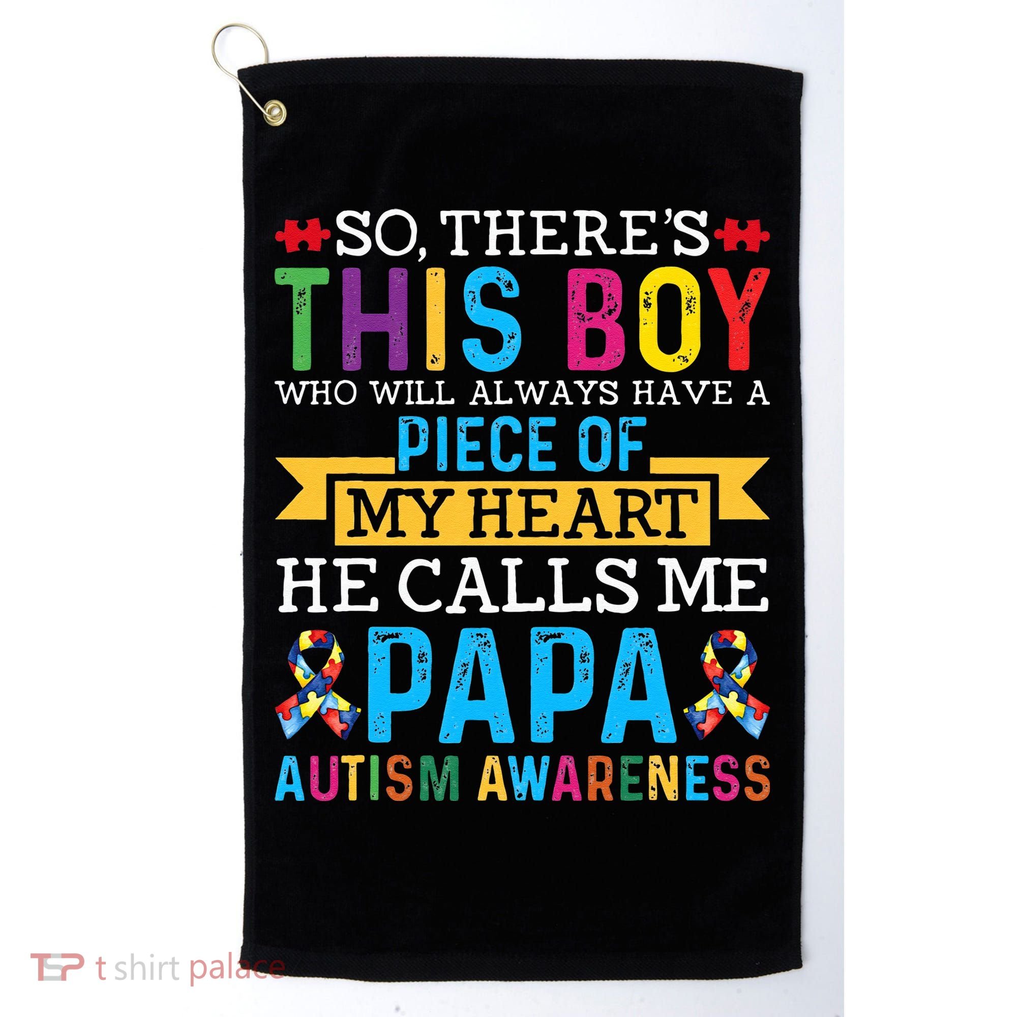 Autism Papa Autism Awareness Support Autism Motivational Golf Towel