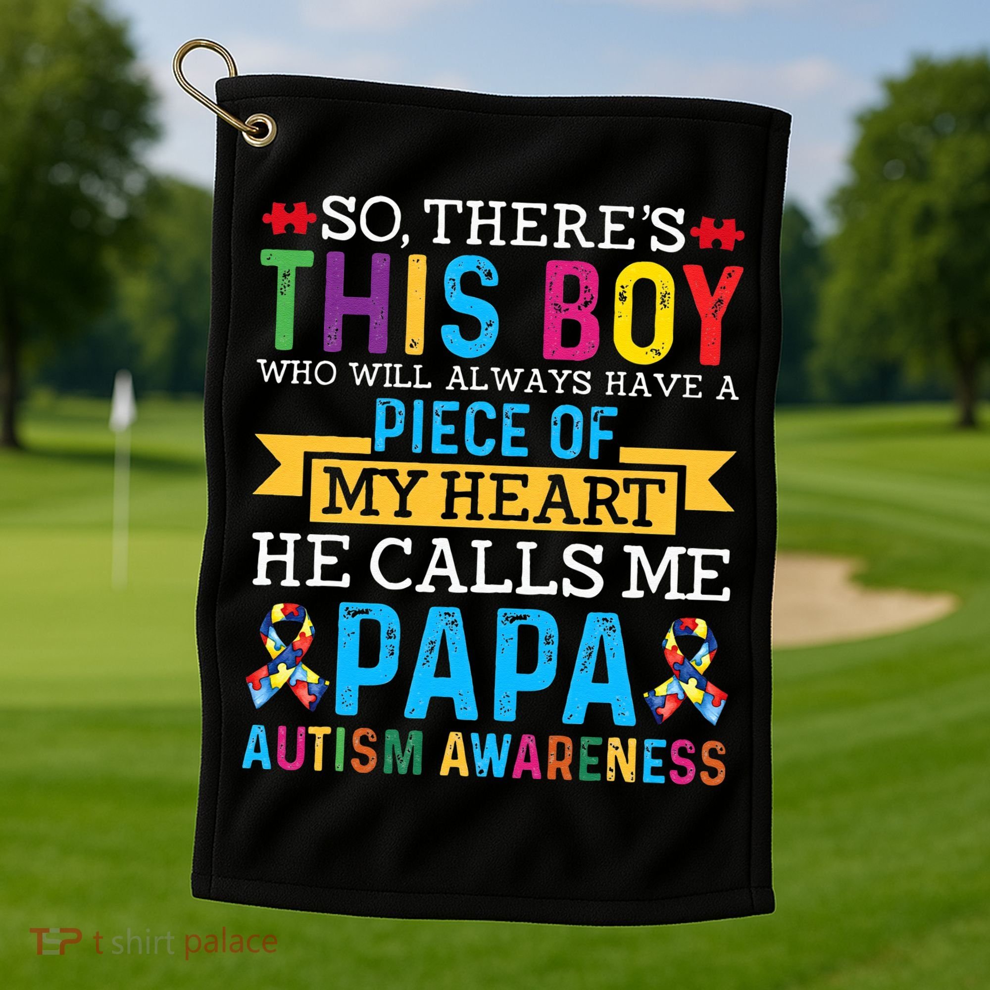 Autism Papa Autism Awareness Support Autism Motivational Golf Towel