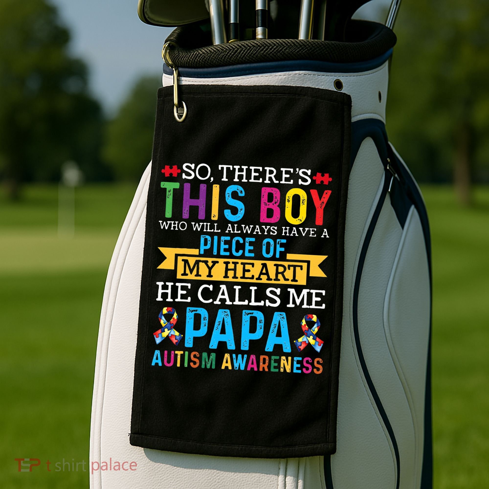 Autism Papa Autism Awareness Support Autism Motivational Golf Towel