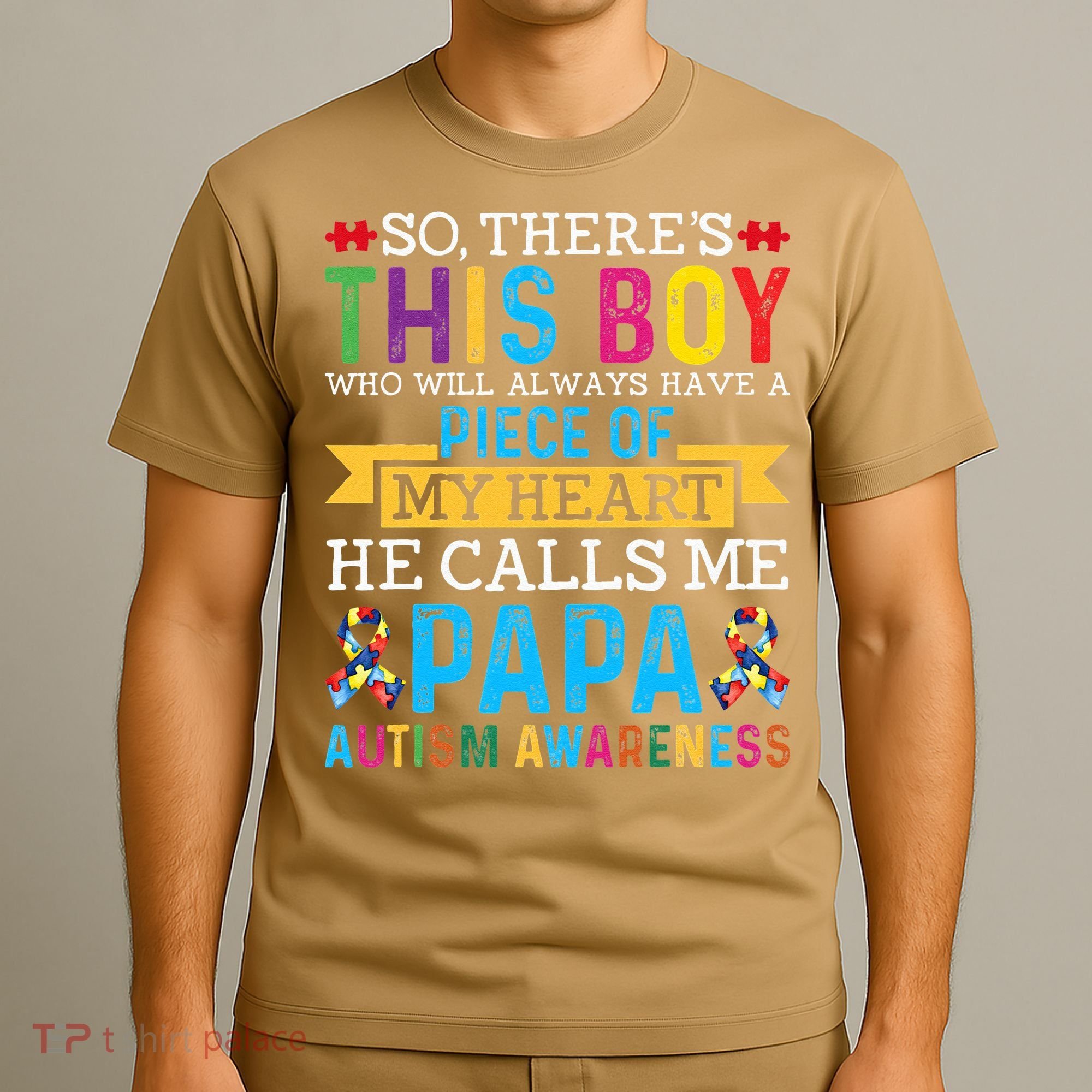 Autism Papa Autism Awareness Support Autism Motivational T-Shirt