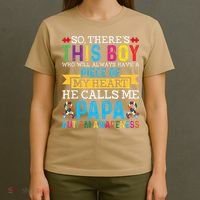 Autism Papa Autism Awareness Support Autism Motivational T-Shirt thumb 4
