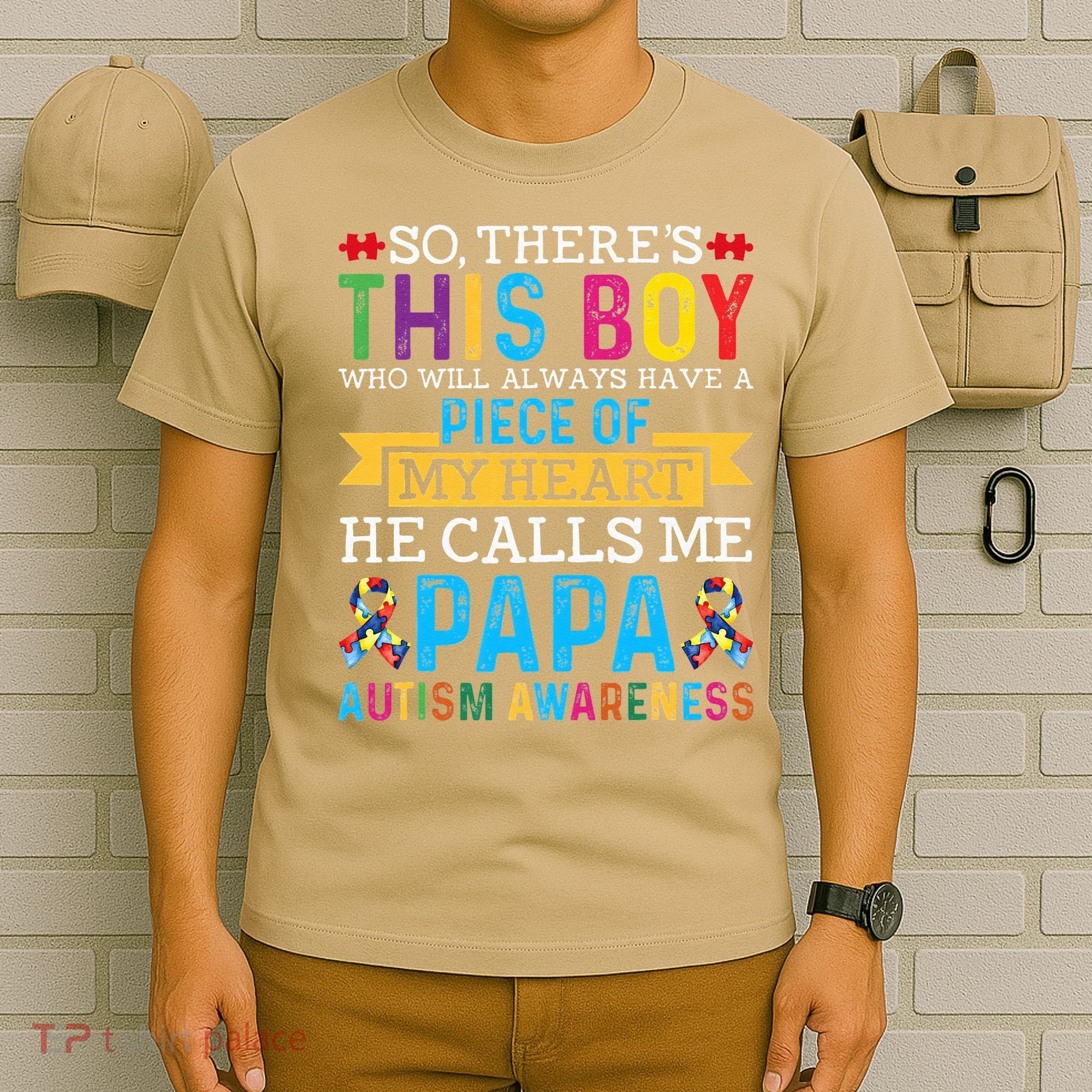 Autism Papa Autism Awareness Support Autism Motivational T-Shirt