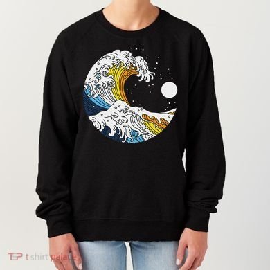 Aroace Pride Aro Ace Aromantic Asexual Flag Japan Great Wave Women's Sweatshirt