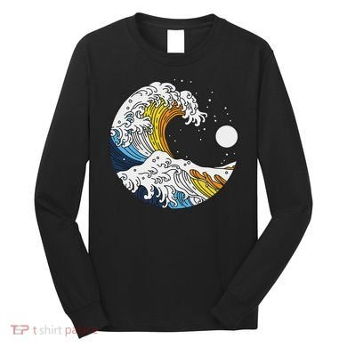 Aroace Pride Aro Ace Aromantic Asexual Flag Japan Great Wave Long Sleeve Shirt