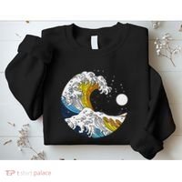 Aroace Pride Aro Ace Aromantic Asexual Flag Japan Great Wave Sweatshirt thumb 2