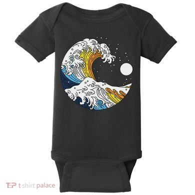 Aroace Pride Aro Ace Aromantic Asexual Flag Japan Great Wave Baby Bodysuit