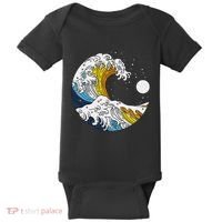 Aroace Pride Aro Ace Aromantic Asexual Flag Japan Great Wave Baby Bodysuit thumb 0