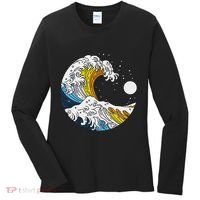 Aroace Pride Aro Ace Aromantic Asexual Flag Japan Great Wave Women's Long Sleeve Shirt thumb 0