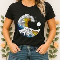 Aroace Pride Aro Ace Aromantic Asexual Flag Japan Great Wave Women's T-Shirt thumb 2