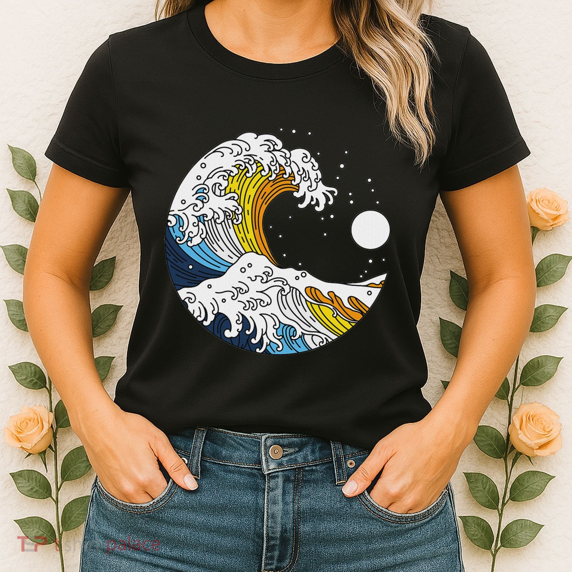 Aroace Pride Aro Ace Aromantic Asexual Flag Japan Great Wave Women's T-Shirt