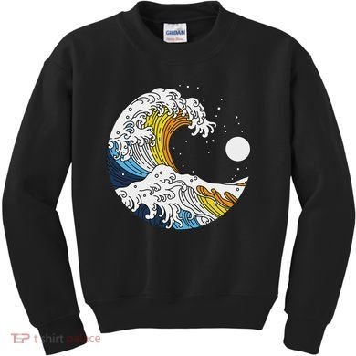 Aroace Pride Aro Ace Aromantic Asexual Flag Japan Great Wave Kids Sweatshirt