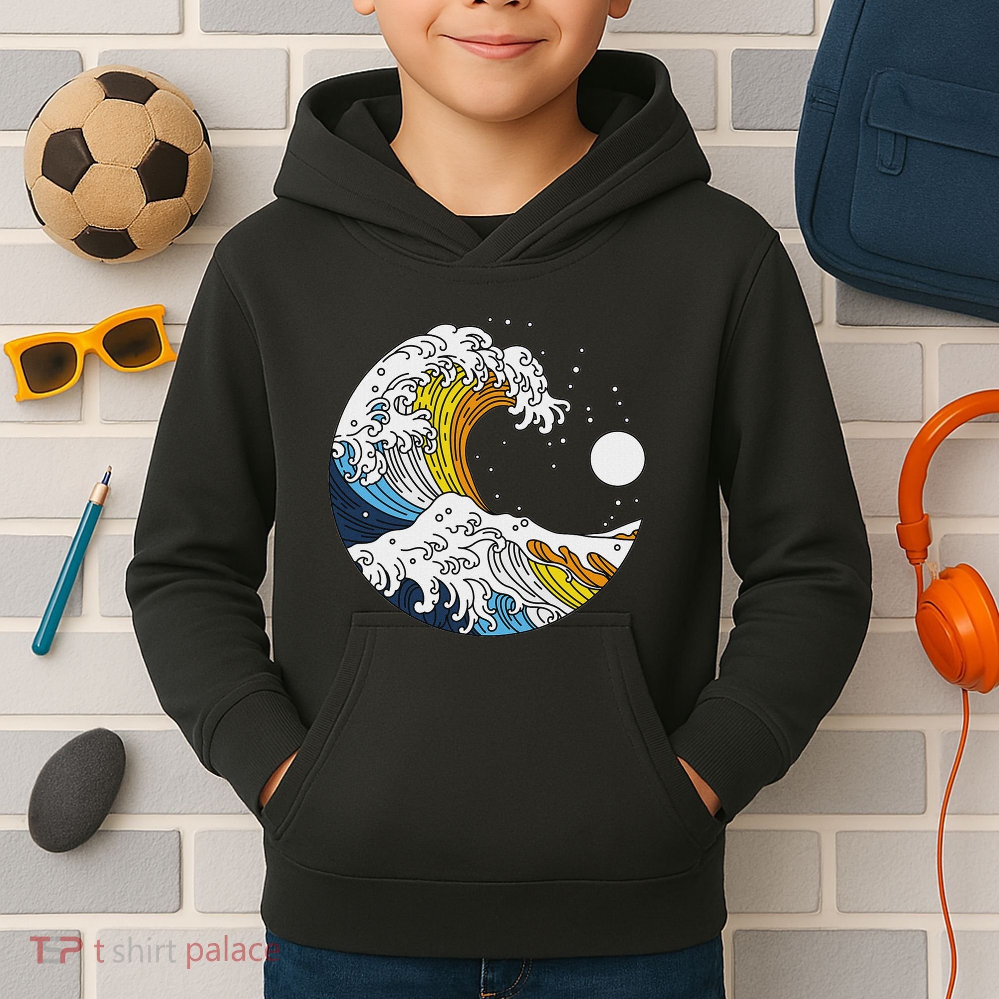 Aroace Pride Aro Ace Aromantic Asexual Flag Japan Great Wave Kids Hoodie