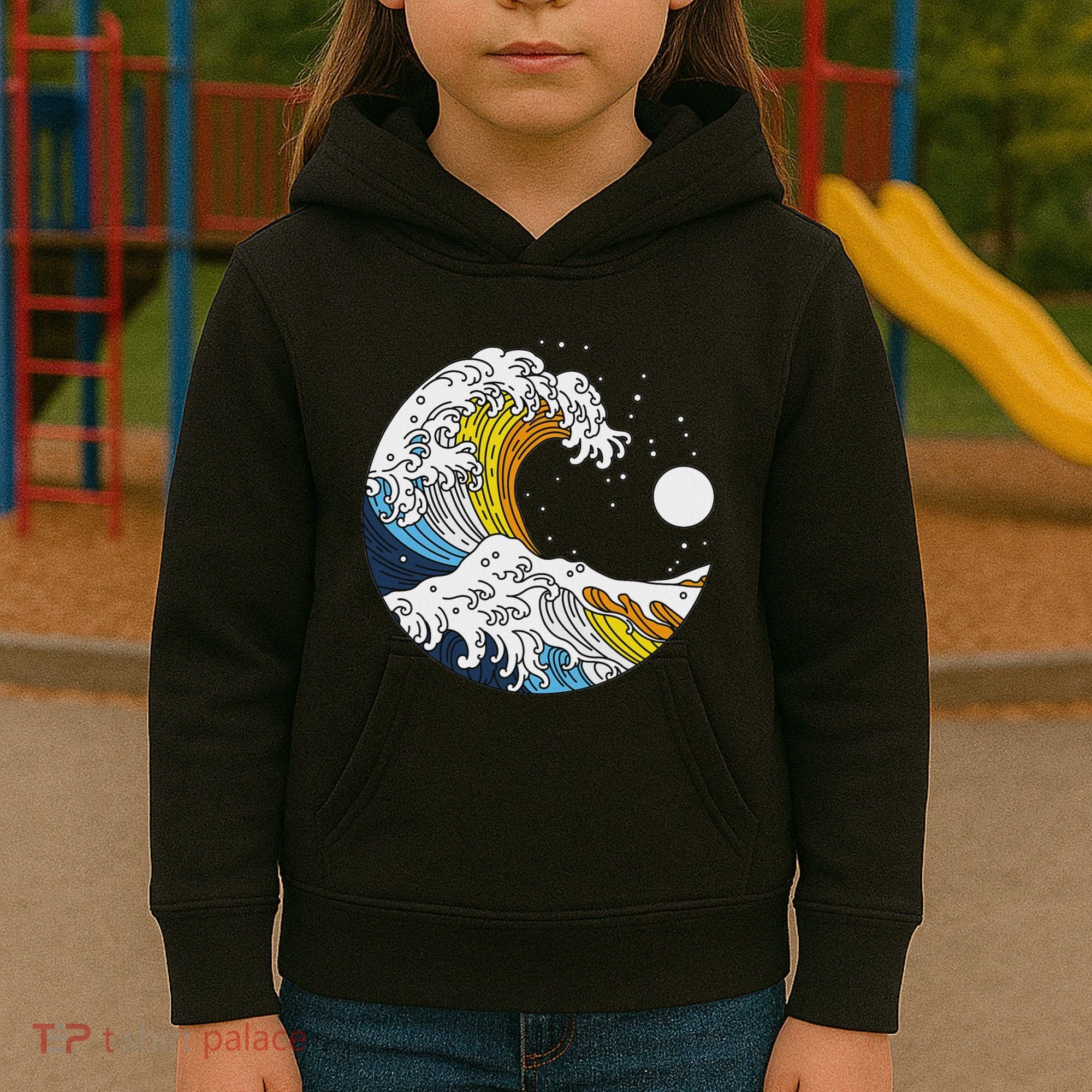 Aroace Pride Aro Ace Aromantic Asexual Flag Japan Great Wave Kids Hoodie