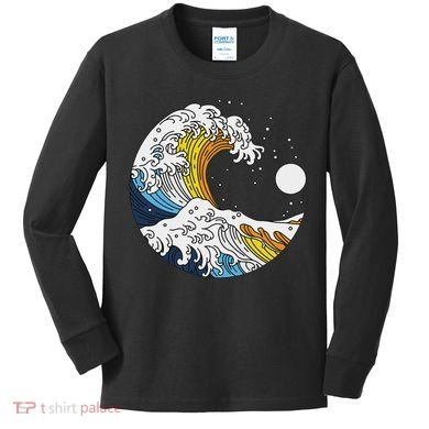 Aroace Pride Aro Ace Aromantic Asexual Flag Japan Great Wave Kids Long Sleeve Shirt