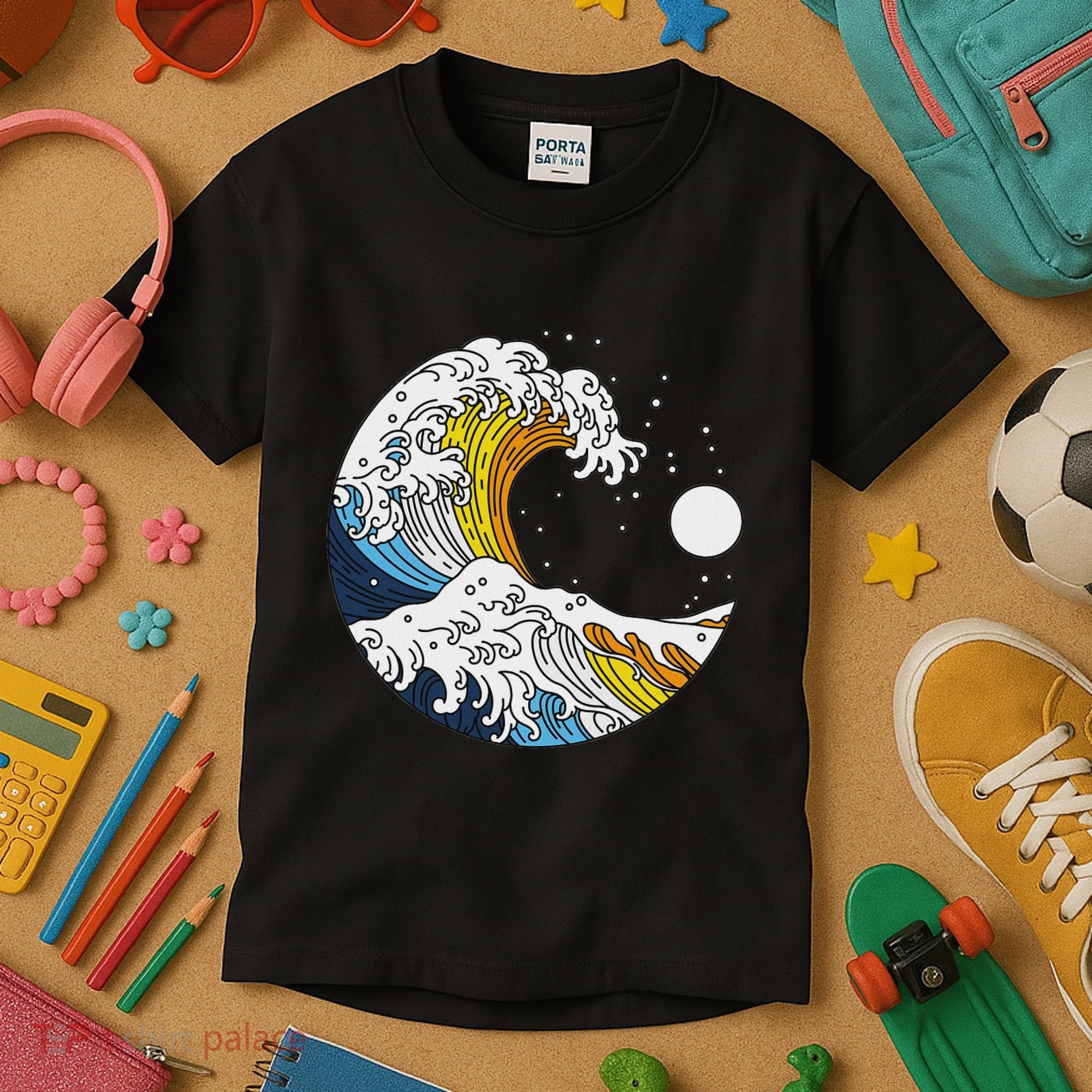 Aroace Pride Aro Ace Aromantic Asexual Flag Japan Great Wave Kids T-Shirt