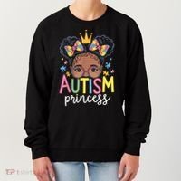 Autism Princess Afro Girl Bow Daughter Autism Awareness Women's Sweatshirt thumb 0