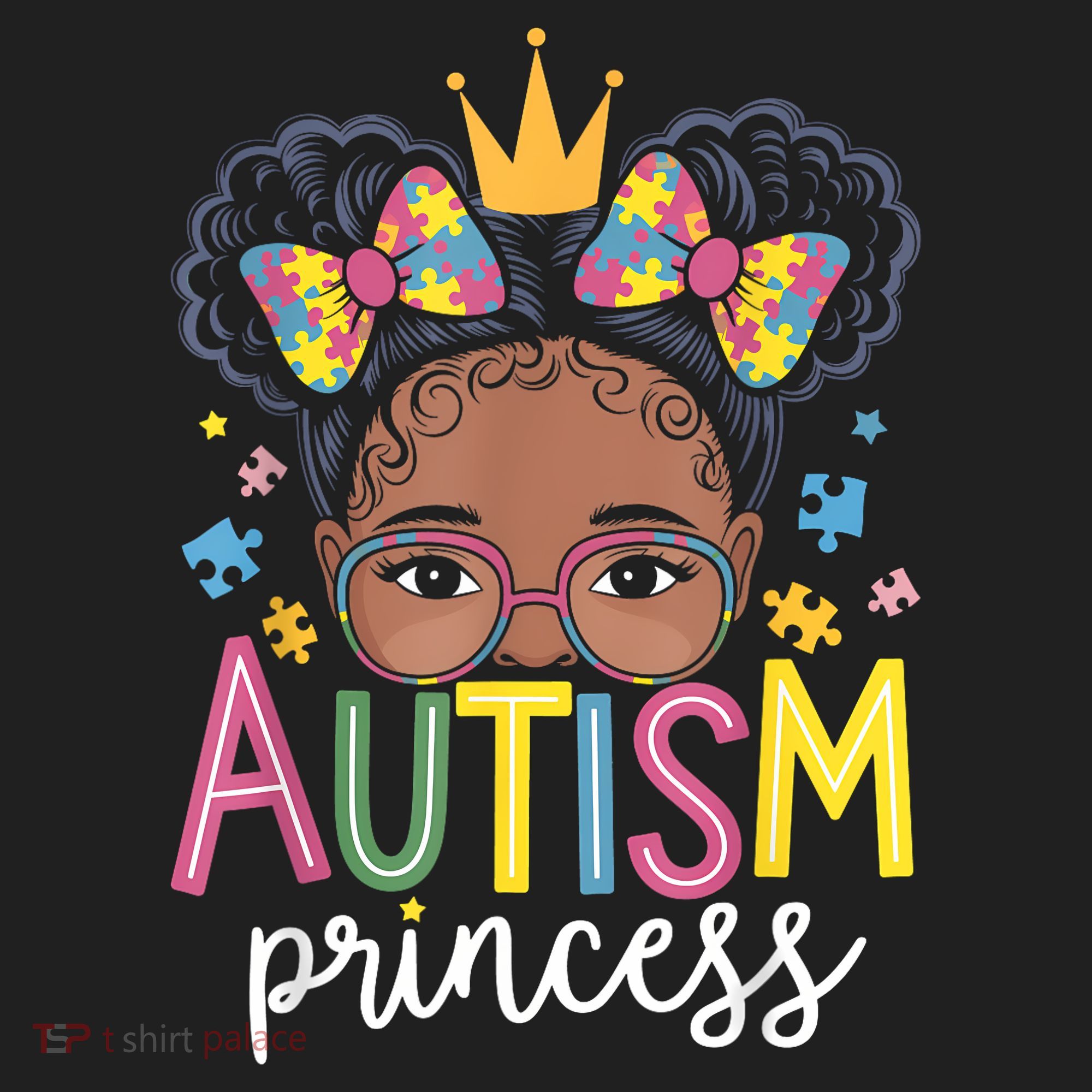 Autism Princess Afro Girl Bow Daughter Autism Awareness Women's Sweatshirt