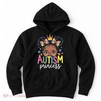 Autism Princess Afro Girl Bow Daughter Autism Awareness Hoodie thumb 0