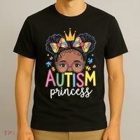Autism Princess Afro Girl Bow Daughter Autism Awareness T-Shirt thumb 3