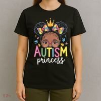 Autism Princess Afro Girl Bow Daughter Autism Awareness T-Shirt thumb 4