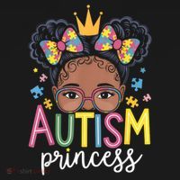 Autism Princess Afro Girl Bow Daughter Autism Awareness T-Shirt thumb 7